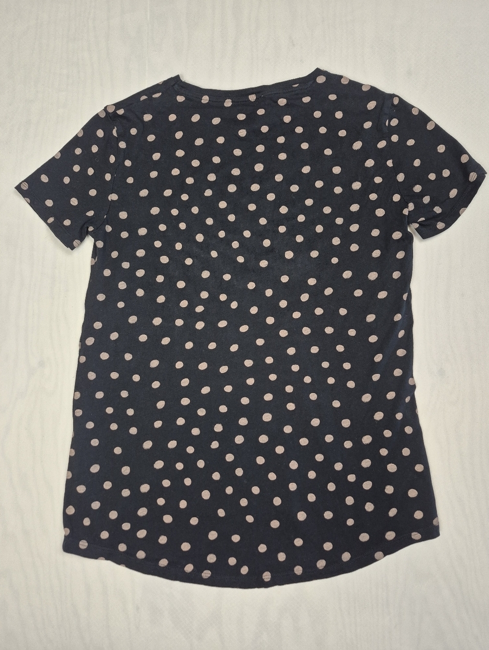 Zara Polka Dot Tee Black Tan Short Sleeve Hi-Low Hem Size S - Picture 4 of 5